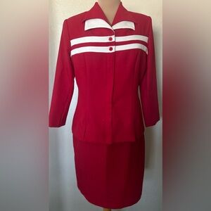 Chic Red and White Women's Skirt Set